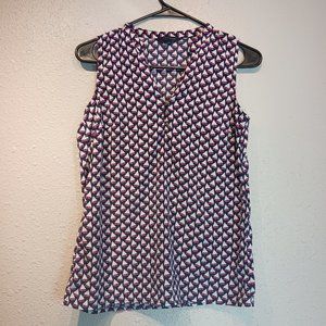 Tommy Hilfiger Womens Blouse Size XS Sailboat Blue Sleeveless Tank Nautical EUC